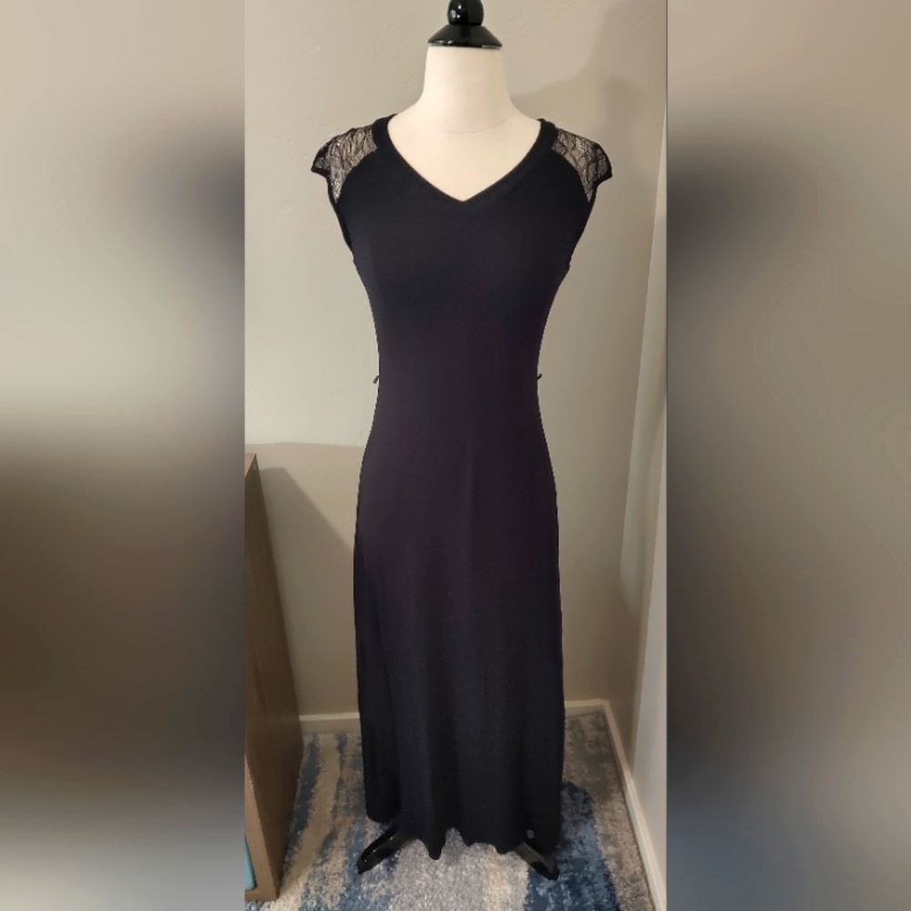 CALVIN KLEIN Jersey Cotton & Lace Maxi Dress Size 2